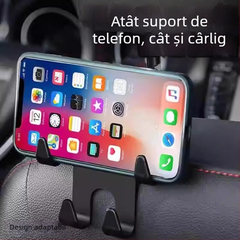 Cârlige pentru scaunele auto, pentru față și pentru spate, cârlige pentru spătar, organizator auto multifuncțional, suport pentru telefon