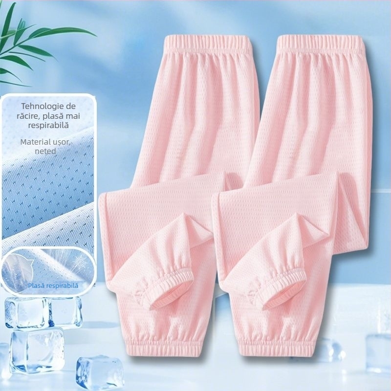 Pantaloni pentru copii Ice-Silk anti-țânțari, din plasă ușoară, lungi pentru vară, stil sport casual 2025
