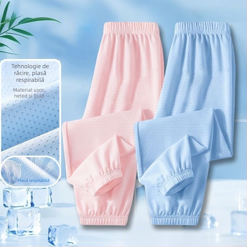 Pantaloni pentru copii Ice-Silk anti-țânțari, din plasă ușoară, lungi pentru vară, stil sport casual 2025