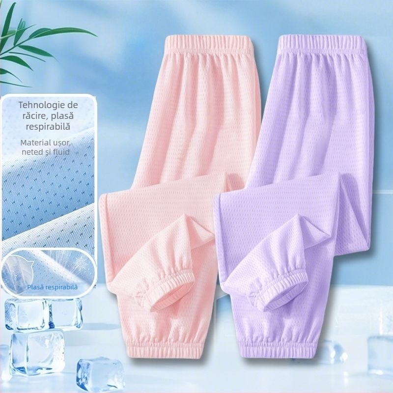 Pantaloni pentru copii Ice-Silk anti-țânțari, din plasă ușoară, lungi pentru vară, stil sport casual 2025