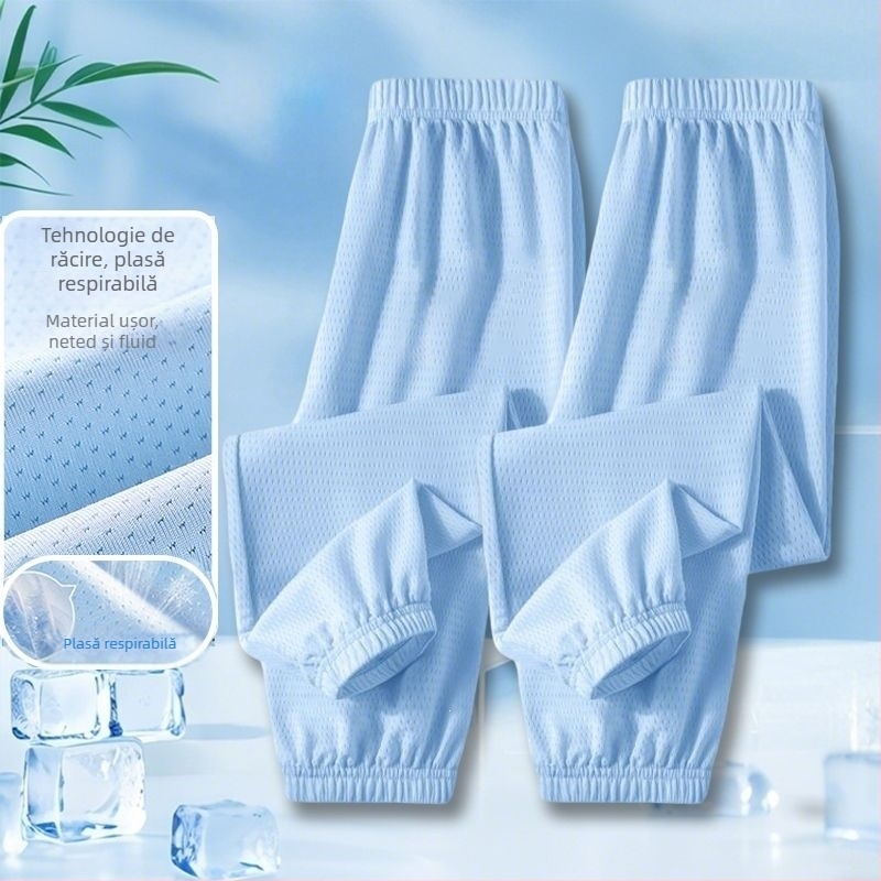 Pantaloni pentru copii Ice-Silk anti-țânțari, din plasă ușoară, lungi pentru vară, stil sport casual 2025