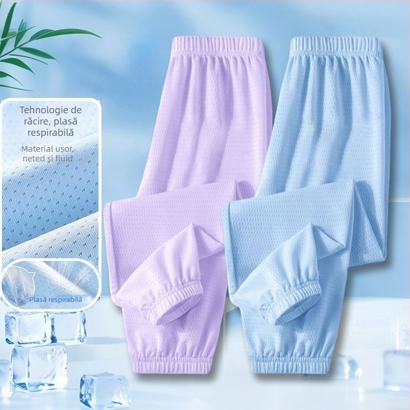 Pantaloni pentru copii Ice-Silk anti-țânțari, din plasă ușoară, lungi pentru vară, stil sport casual 2025