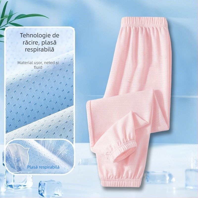 Pantaloni pentru copii Ice-Silk anti-țânțari, din plasă ușoară, lungi pentru vară, stil sport casual 2025
