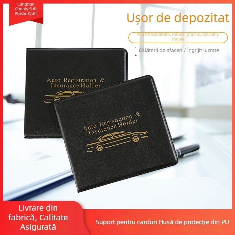 Portofel pentru carduri din PU piele, cu imprimare a logo-ului, compact bi-fold, pentru afaceri