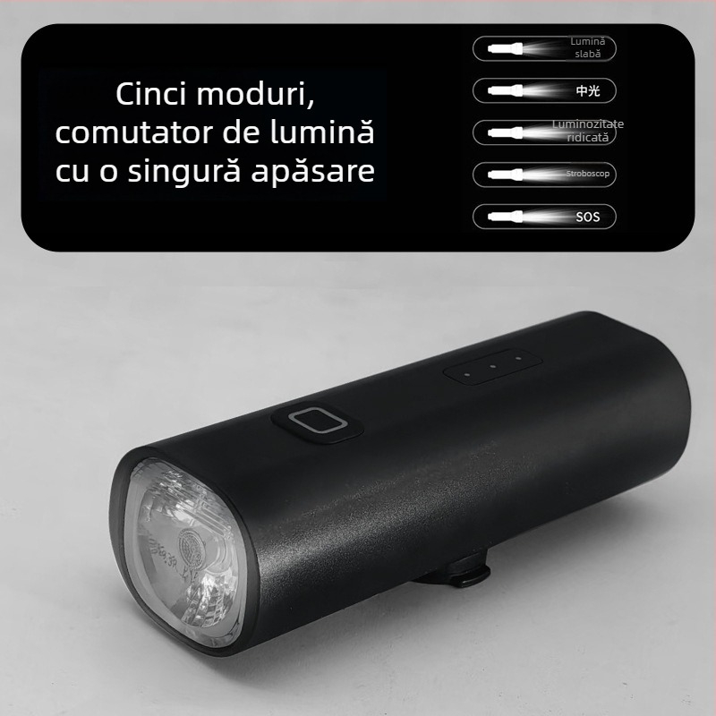 Far de bicicletă din aliaj de aluminiu, iluminare 800 lm, încărcare USB rapidă și încărcare telefon, pentru plimbări nocturne