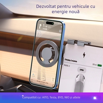 Suport magnetic auto cu MagSafe, pliabil și rotativ, pentru afișaj pe bord și telefon