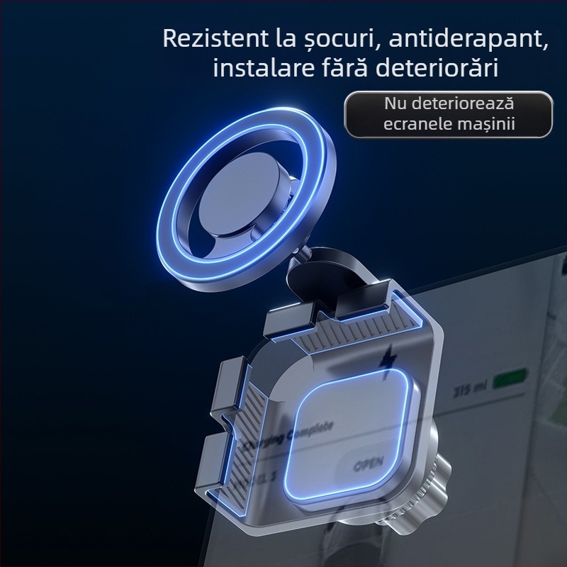 Suport magnetic auto cu MagSafe, pliabil și rotativ, pentru afișaj pe bord și telefon