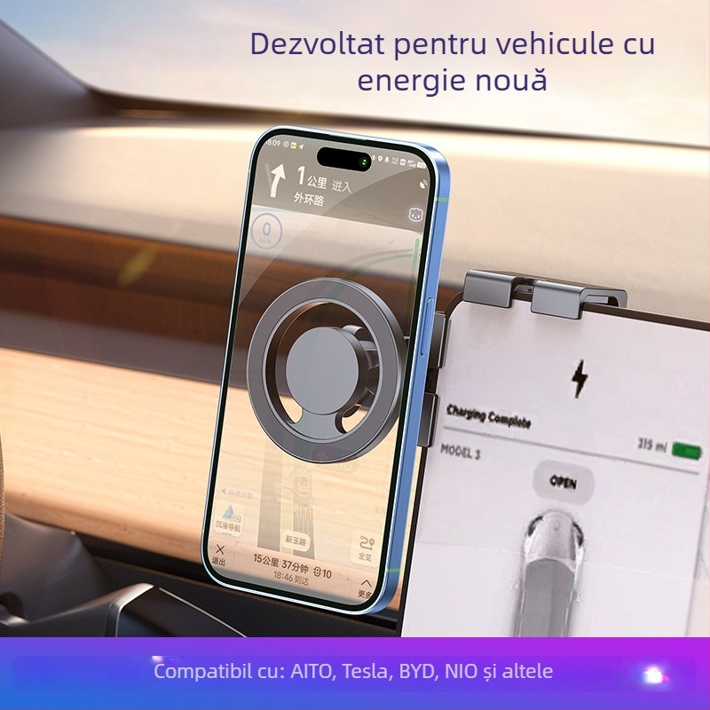 Suport magnetic auto cu MagSafe, pliabil și rotativ, pentru afișaj pe bord și telefon
