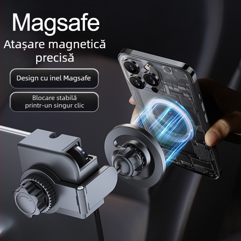 Suport magnetic auto cu MagSafe, pliabil și rotativ, pentru afișaj pe bord și telefon