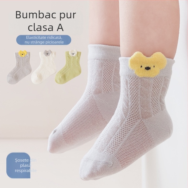 Șosete pentru nou-născuți, din bumbac, culoare solidă, primăvară-vară, lungime medie, respirabile