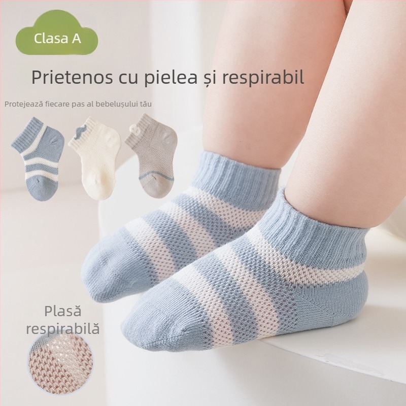 Șosete pentru nou-născuți, din bumbac, culoare solidă, primăvară-vară, lungime medie, respirabile