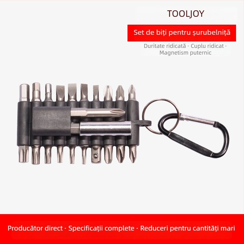 Set portabil de biți pentru șurubelniță, 25 mm: Torx, Pozidriv și bituri Philips/șurubelnițe plate, multifuncțional