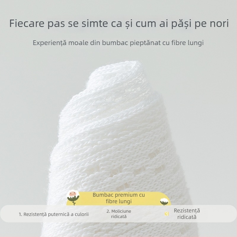 Șosete subțiri de vară pentru bebeluși din bumbac respirabil – cu plasă, lungime medie, stil prințesă