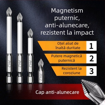 Longhe S2 bit Phillips anti-derapant cu magnet puternic pentru bormașină electrică și șurubelniță — bit hexagonal ultradur