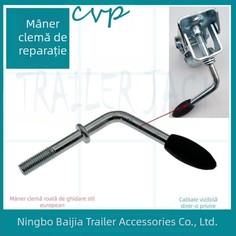 Cric manual pentru remorcă cu roată ghid pentru caravană, clemă pentru țeavă de 48 mm, mâner, accesorii de cuplare M12
