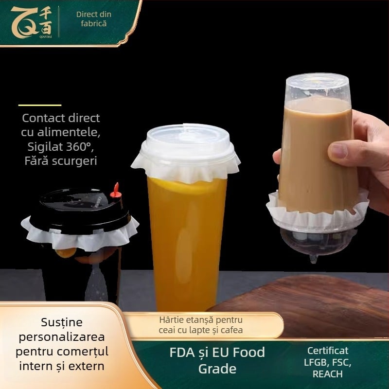 Hartie de sigilare pentru pahar, anti-scurgere, pentru ceai cu lapte și cafea — folie de sigilare de unică folosință