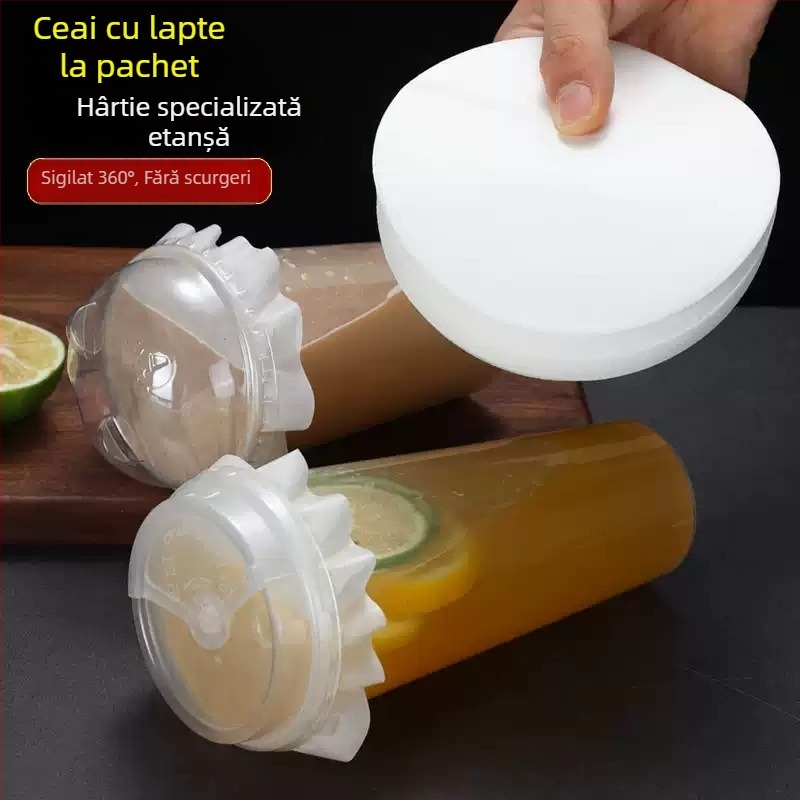 Hartie de sigilare pentru pahar, anti-scurgere, pentru ceai cu lapte și cafea — folie de sigilare de unică folosință