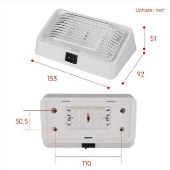 Lampa LED de citire pentru plafon, 12-24V, universală pentru RV-uri, rulote și camioane
