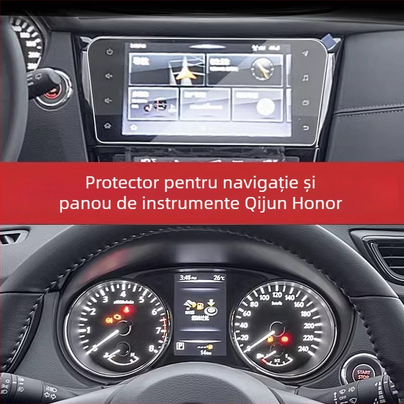 Folie protectoare temperată pentru ecranul de navigație Nissan X-Trail Glory și interiorul consolei centrale