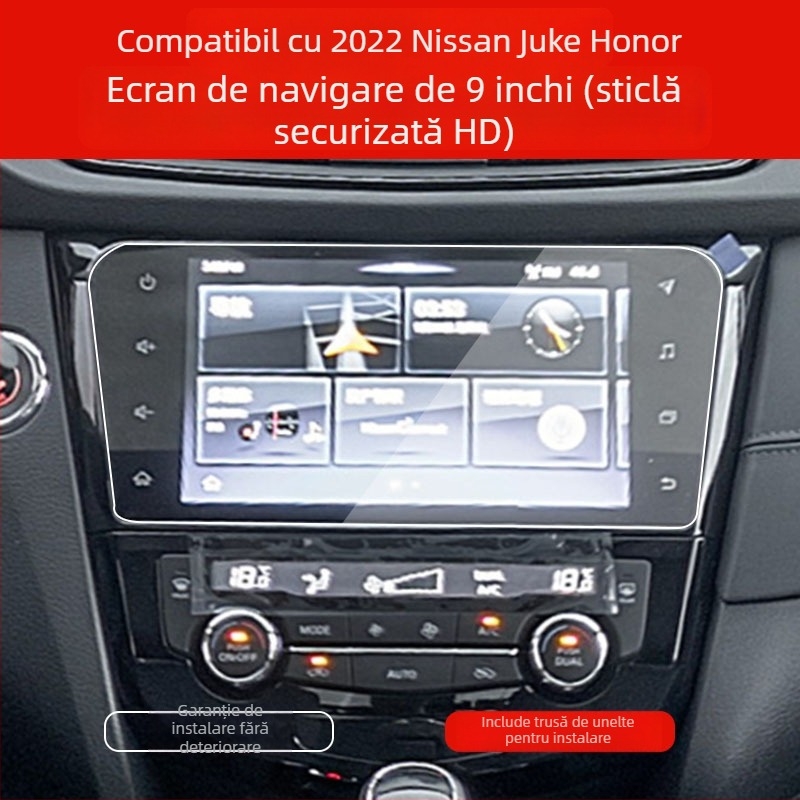 Folie protectoare temperată pentru ecranul de navigație Nissan X-Trail Glory și interiorul consolei centrale