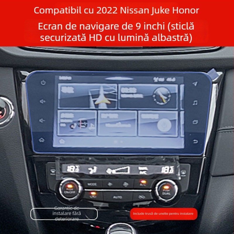 Folie protectoare temperată pentru ecranul de navigație Nissan X-Trail Glory și interiorul consolei centrale