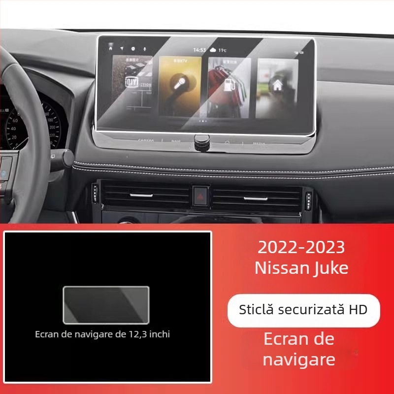 Folie protectoare temperată pentru ecranul de navigație Nissan X-Trail Glory și interiorul consolei centrale