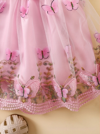 Rochie de vară pentru fete, tull cu model de fluture, stil prințesă, elegantă