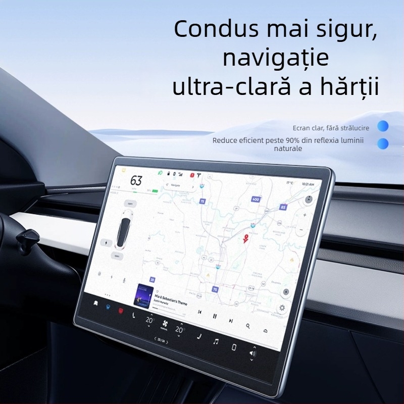 Protecție ecran consola centrală Tesla Model 3 pentru ecrane Y/X/S – antiamprentă și anti-strălucire