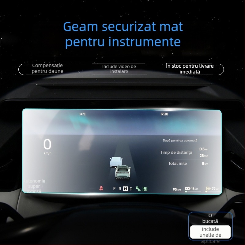 Protecție din sticlă temperată pentru ecranul central Lynk & Co 08, destinat navigației și panoului de bord
