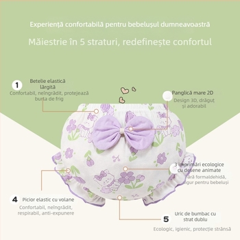 Chiloți pentru copii din bumbac, unisex, antibacteriali, imprimeu cu desene animate, 100% bumbac