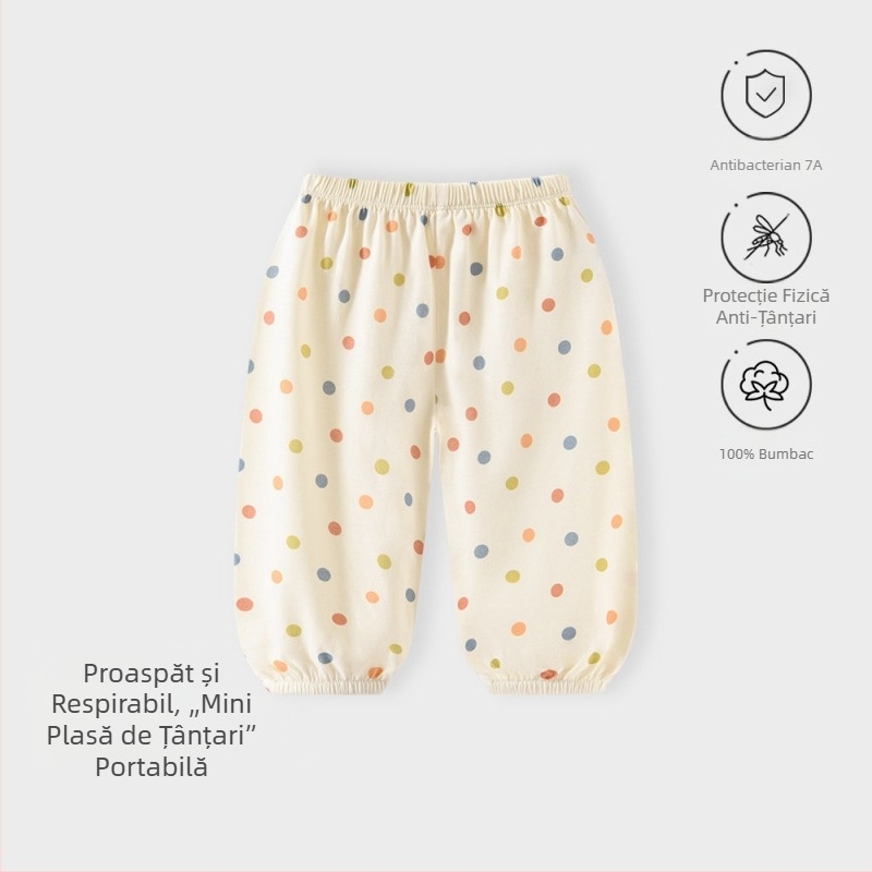 Jingqi Pantaloni de vară pentru copii, unisex, din bumbac 100%, ușori, antițânțari, respirabili, moi, casual cu manșete