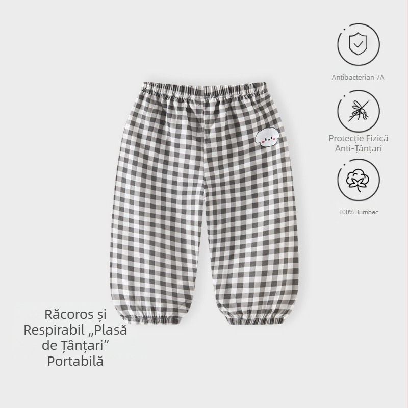 Jingqi Pantaloni de vară pentru copii, unisex, din bumbac 100%, ușori, antițânțari, respirabili, moi, casual cu manșete