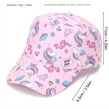 Șapcă de baseball pentru copii cu unicorn drăguț și căpșuni, protecție solară pentru vară