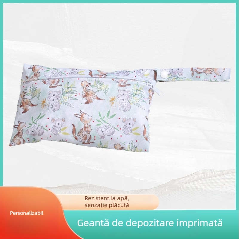 Geantă de depozitare cu imprimeu, nouă și multifuncțională, design drăguț, pentru depozitarea tampoanelor igienice lavabile și a pernilor pentru sân