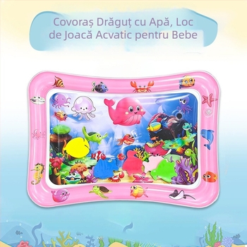 Covoraș pătrat pentru timpul pe burtă al bebelușului, cu delfin – saltea gonflabilă din PVC pentru joacă în apă