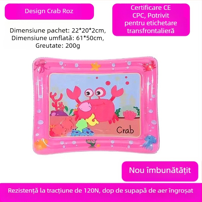 Covoraș pătrat pentru timpul pe burtă al bebelușului, cu delfin – saltea gonflabilă din PVC pentru joacă în apă