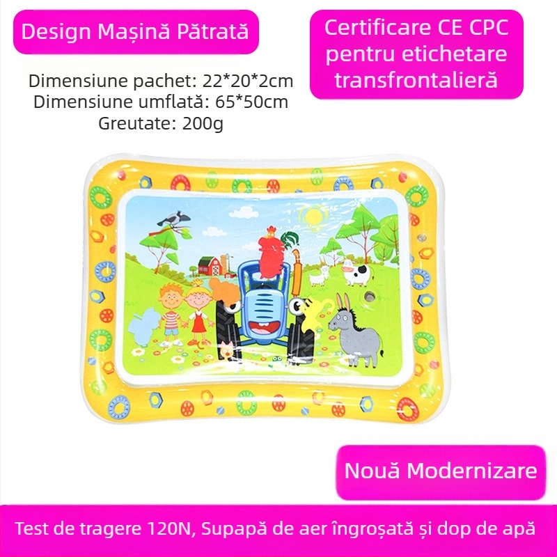 Covoraș pătrat pentru timpul pe burtă al bebelușului, cu delfin – saltea gonflabilă din PVC pentru joacă în apă