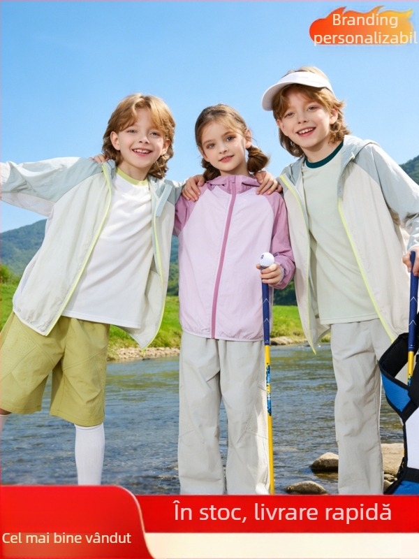 Jachetă de vară pentru copii, protecție UV, unisex, model 2026, ușoară, pentru copii 7–12 ani.