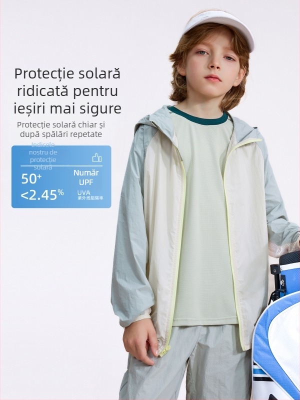 Jachetă de vară pentru copii, protecție UV, unisex, model 2026, ușoară, pentru copii 7–12 ani.
