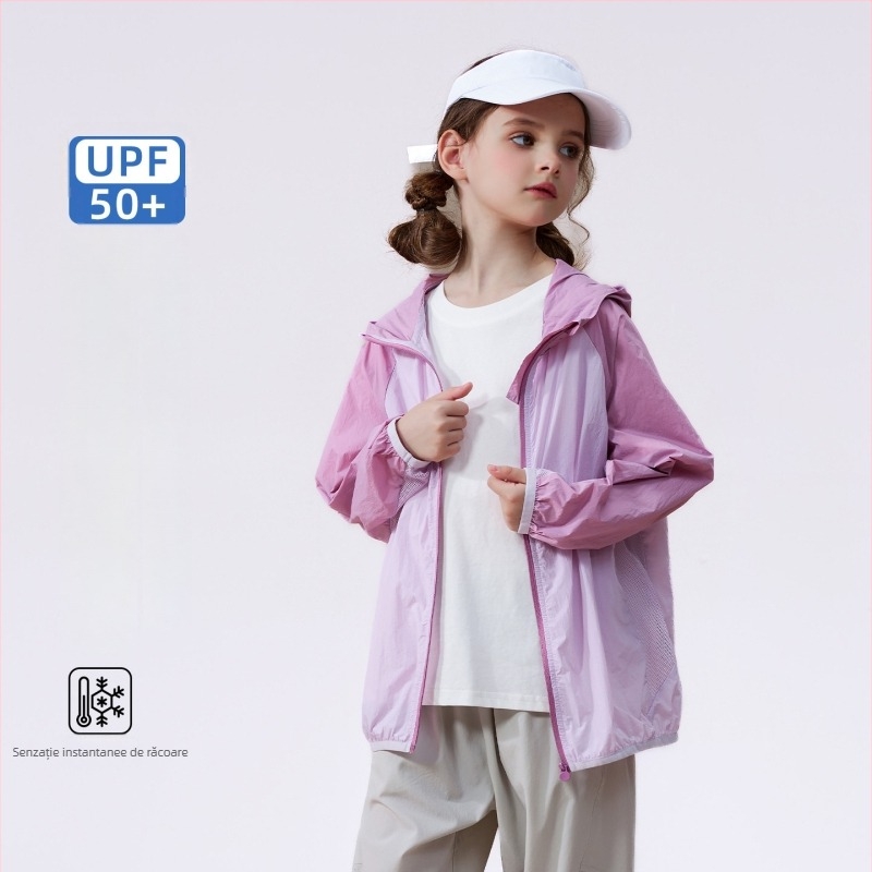 Jachetă de vară pentru copii, protecție UV, unisex, model 2026, ușoară, pentru copii 7–12 ani.