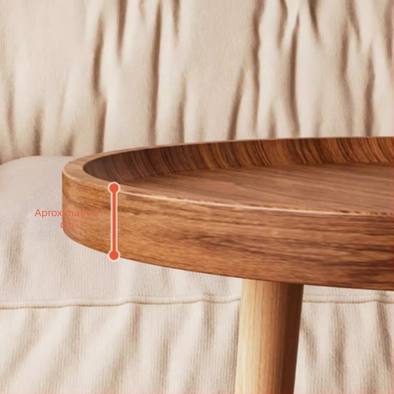 Masă laterală pentru canapea și masă de cafea – minimalist modern, colț rotund, lemn