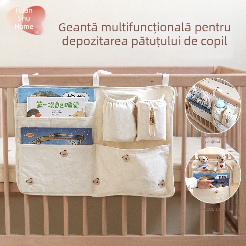 Sac de depozitare atârnat pentru pătuț — coș lateral pentru bebeluși