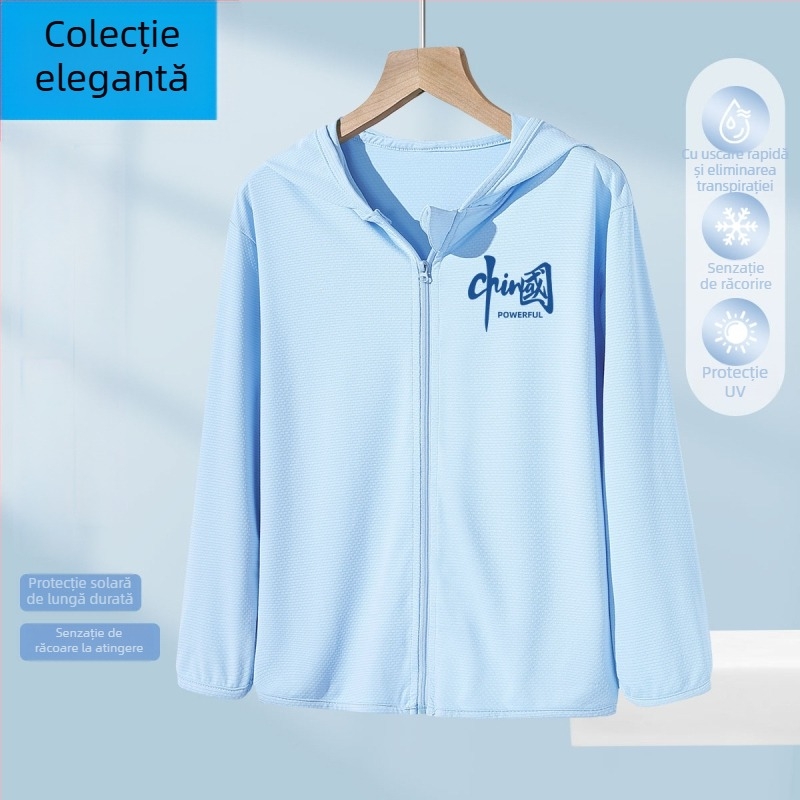 Geacă de protecție solară pentru băieți, din ice-silk respirabil, stil chinezesc, vară