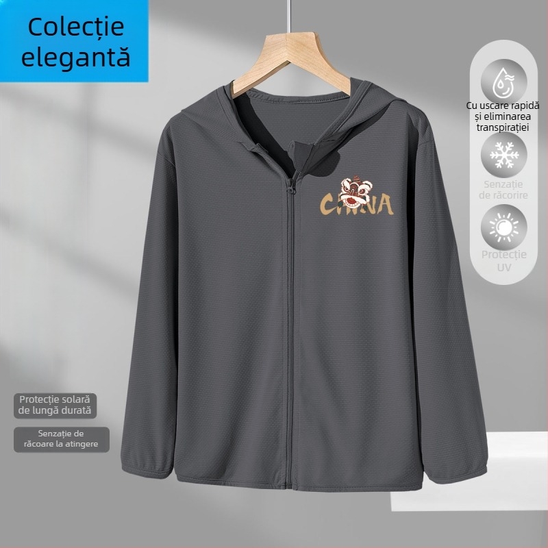 Geacă de protecție solară pentru băieți, din ice-silk respirabil, stil chinezesc, vară