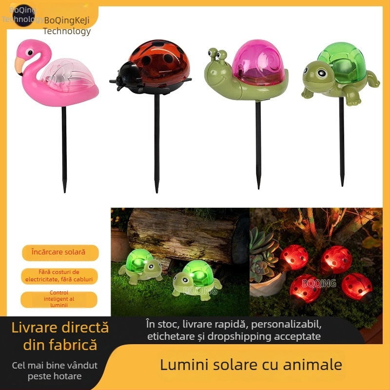 Lumină solară pentru grădină cu forme de animale (ladybug, turtle) – LED, ultra luminoasă