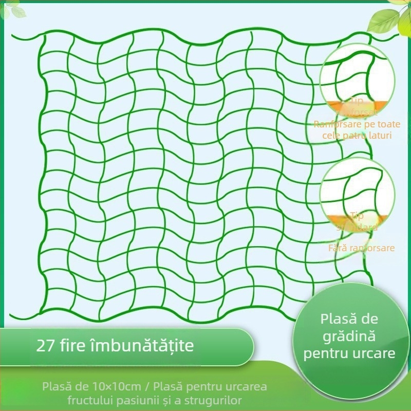 Plasă de nailon pentru plante cățărătoare, precum dovleci, struguri, fructul pasiunii, castraveți, luffa, fasole și trandafiri