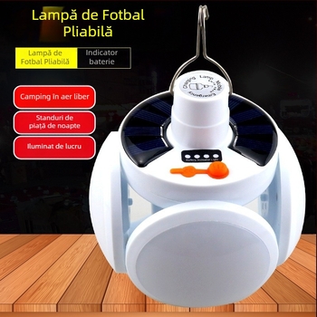 Lampă LED solară în formă de minge de fotbal pentru exterior, camping