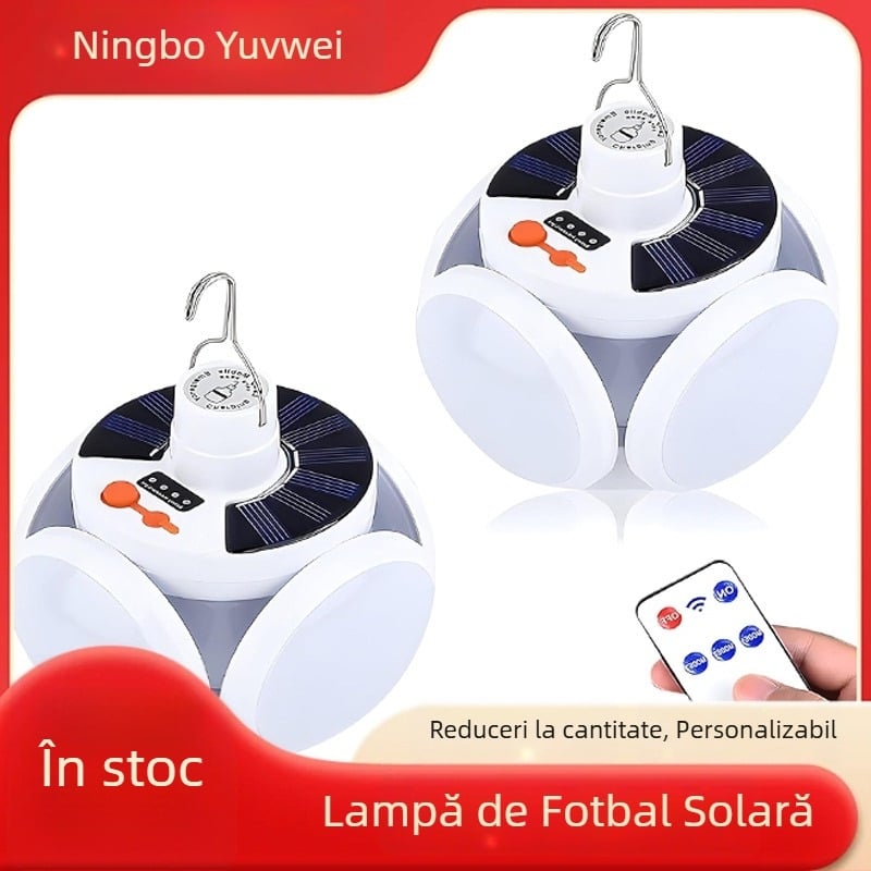 Lampă LED solară în formă de minge de fotbal pentru exterior, camping