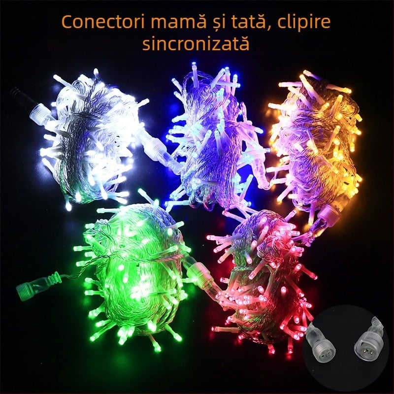 Șir LED impermeabil de 24V, lumini stelare în formă de bule pentru decorațiuni de Crăciun, alimentare USB, joasă tensiune, intermitente