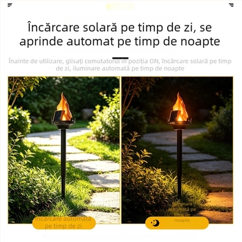 Lampă solară pentru exterior, grădină, gazon, cu flacără simulată LED, iluminare ambientală pentru grădină, lampă decorativă pentru alei rezistentă la ploaie